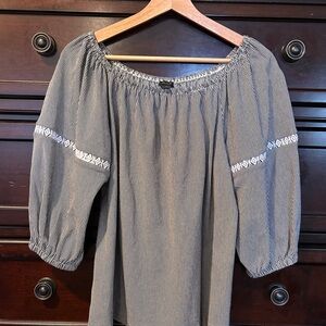 Ann Taylor Black and White Striped Blouse